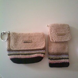Boho Crochet Cotton Lined Coin Wallet & Eyeglass Case